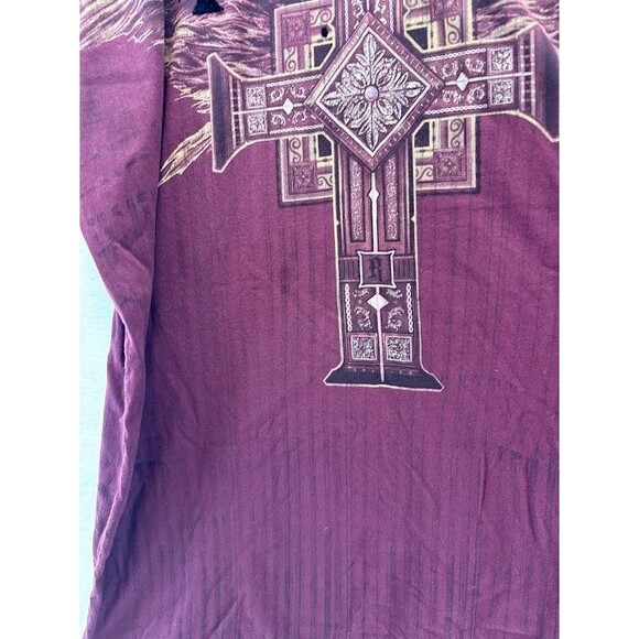 Men's Remetee Y2K Graphic T Shirt Size XXl Maroon Cross and Angel Wings - Picture 4 of 7